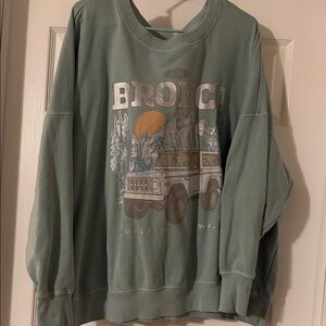 Ford Bronco Graphic Crewneck Sweater in Sage Green